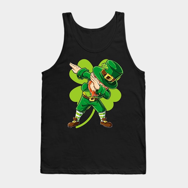 St Patricks Day Dabbing Leprechaun Tank Top by Otis Patrick